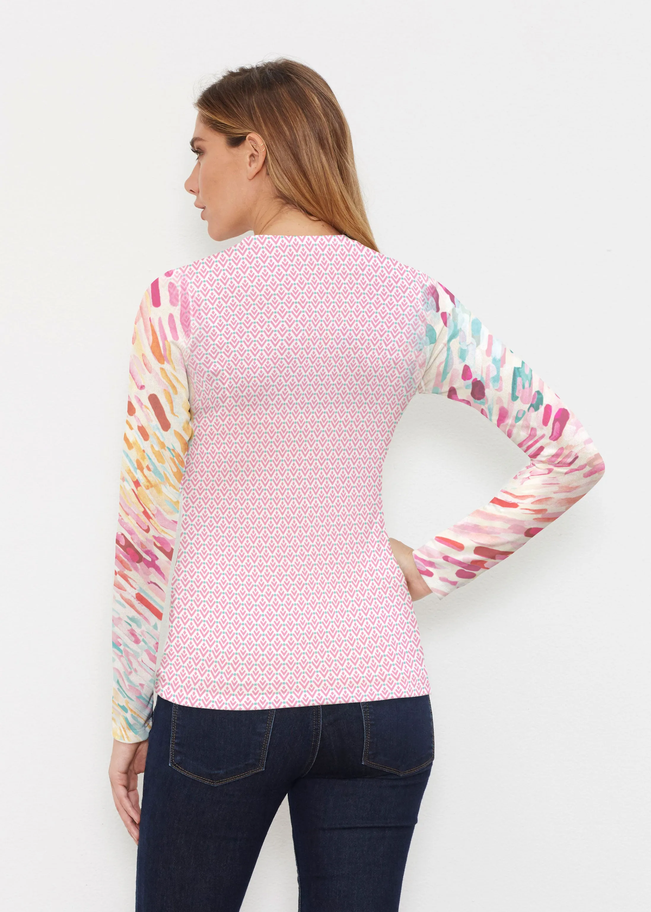Rainbow Rain (16227) ~ Butterknit Long Sleeve V-Neck Top
