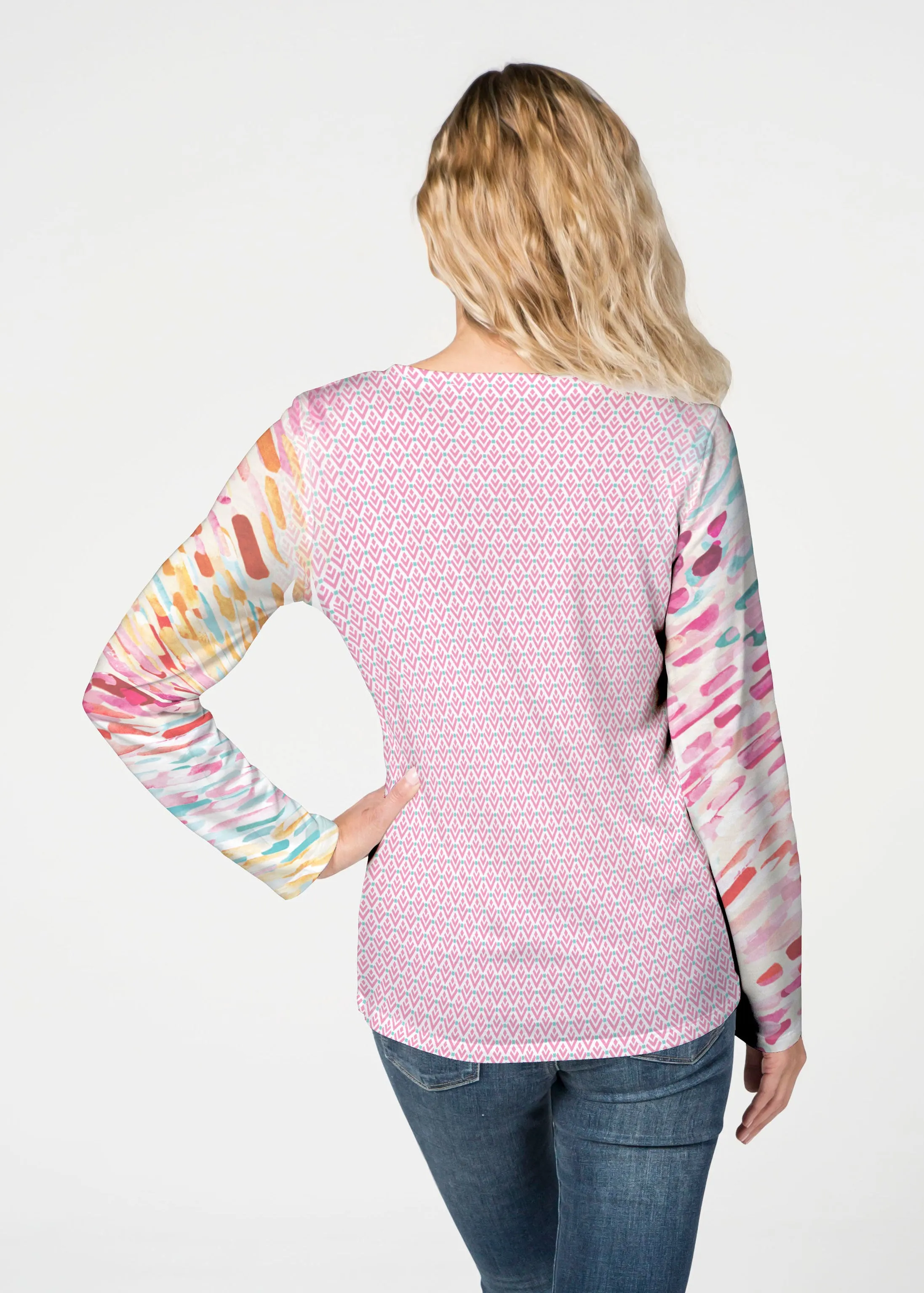 Rainbow Rain (16227) ~ French Terry V-neck Top