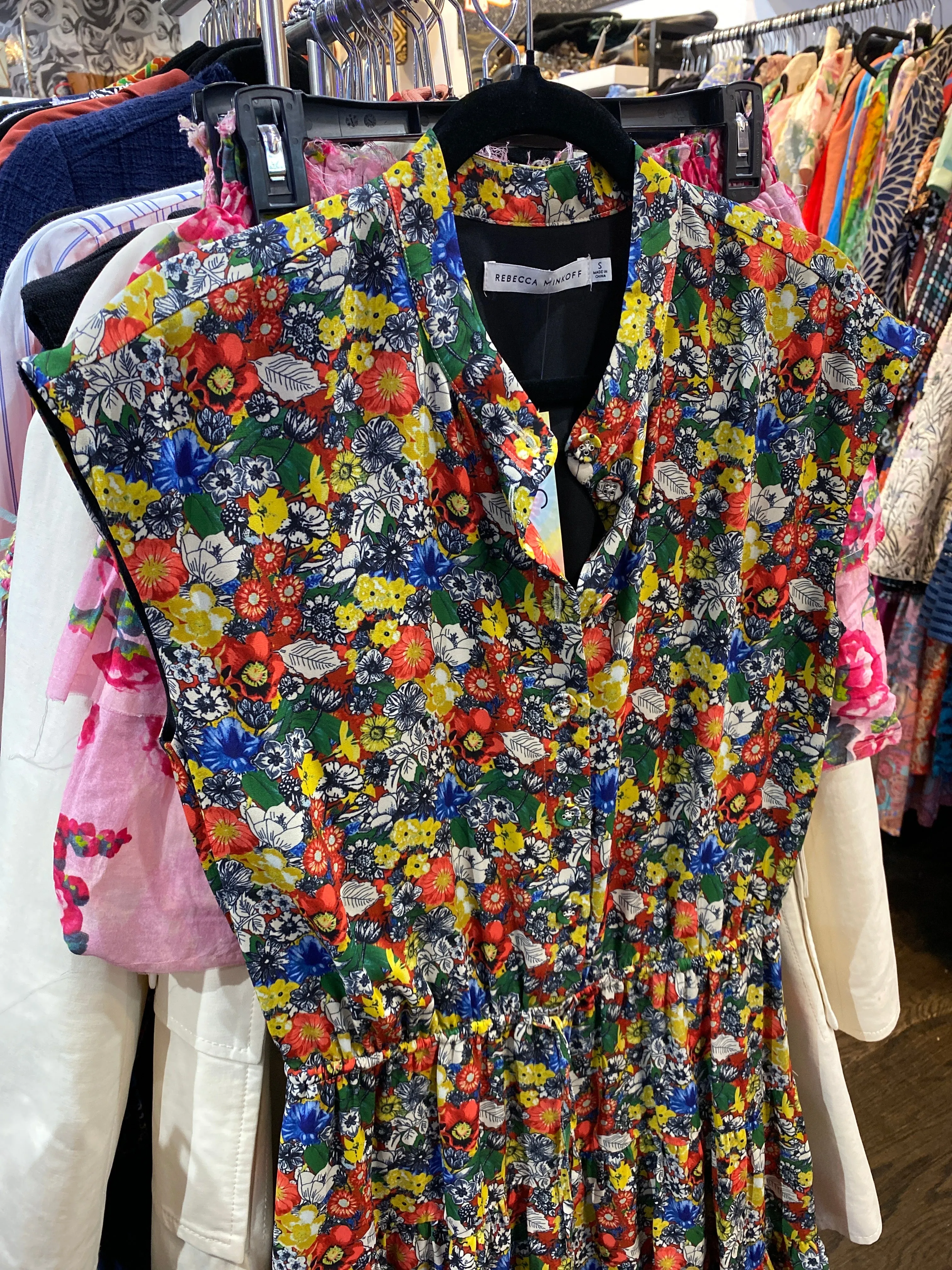 Rebecca Minkoff Floral Sleeveless Elastic Waist Mini Dress