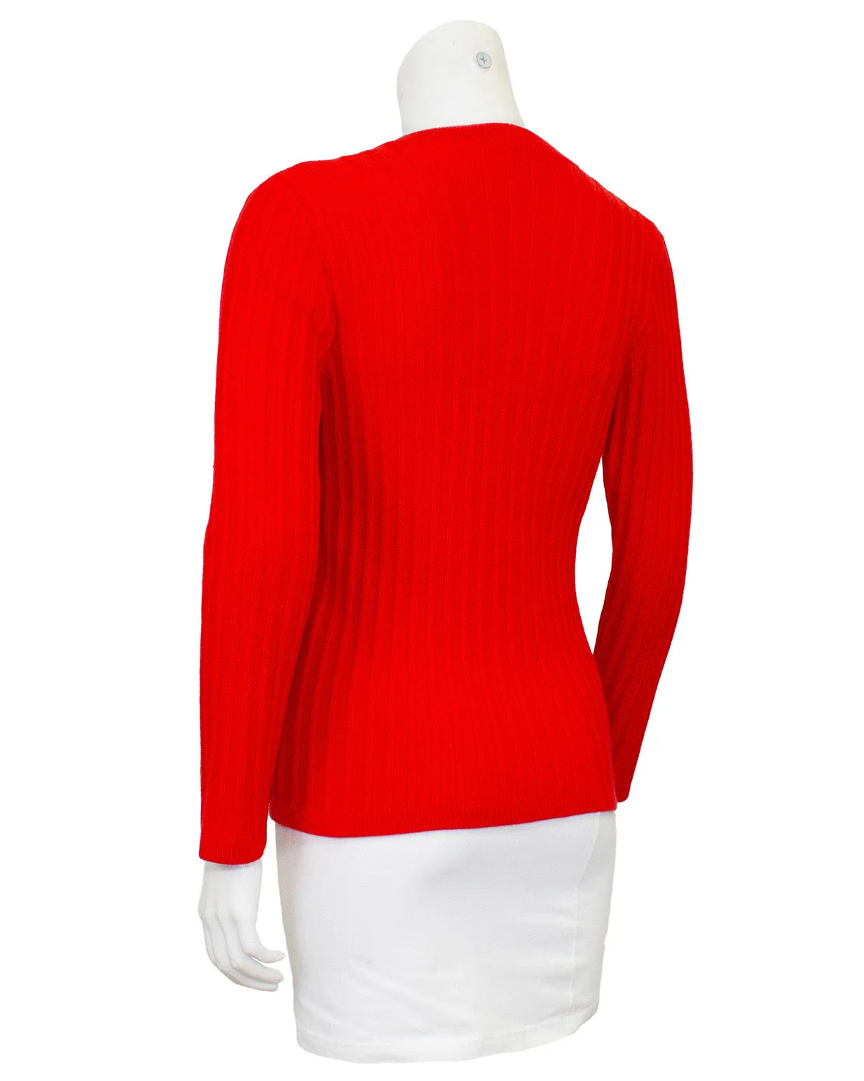 Red Wool Knit Cardigan with Chains