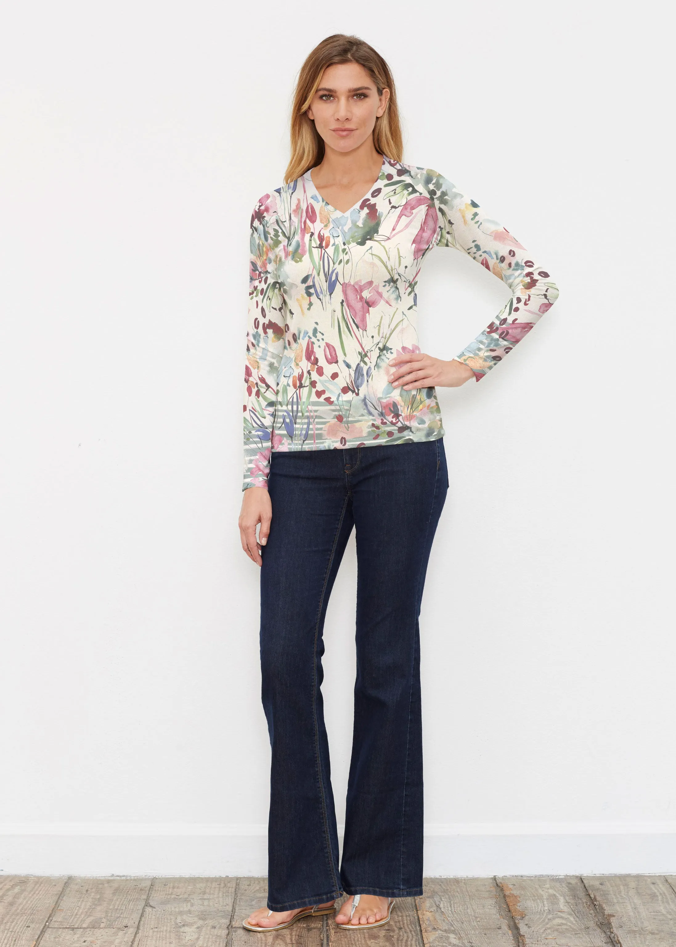 Rhapsody (16191) ~ Butterknit Long Sleeve V-Neck Top