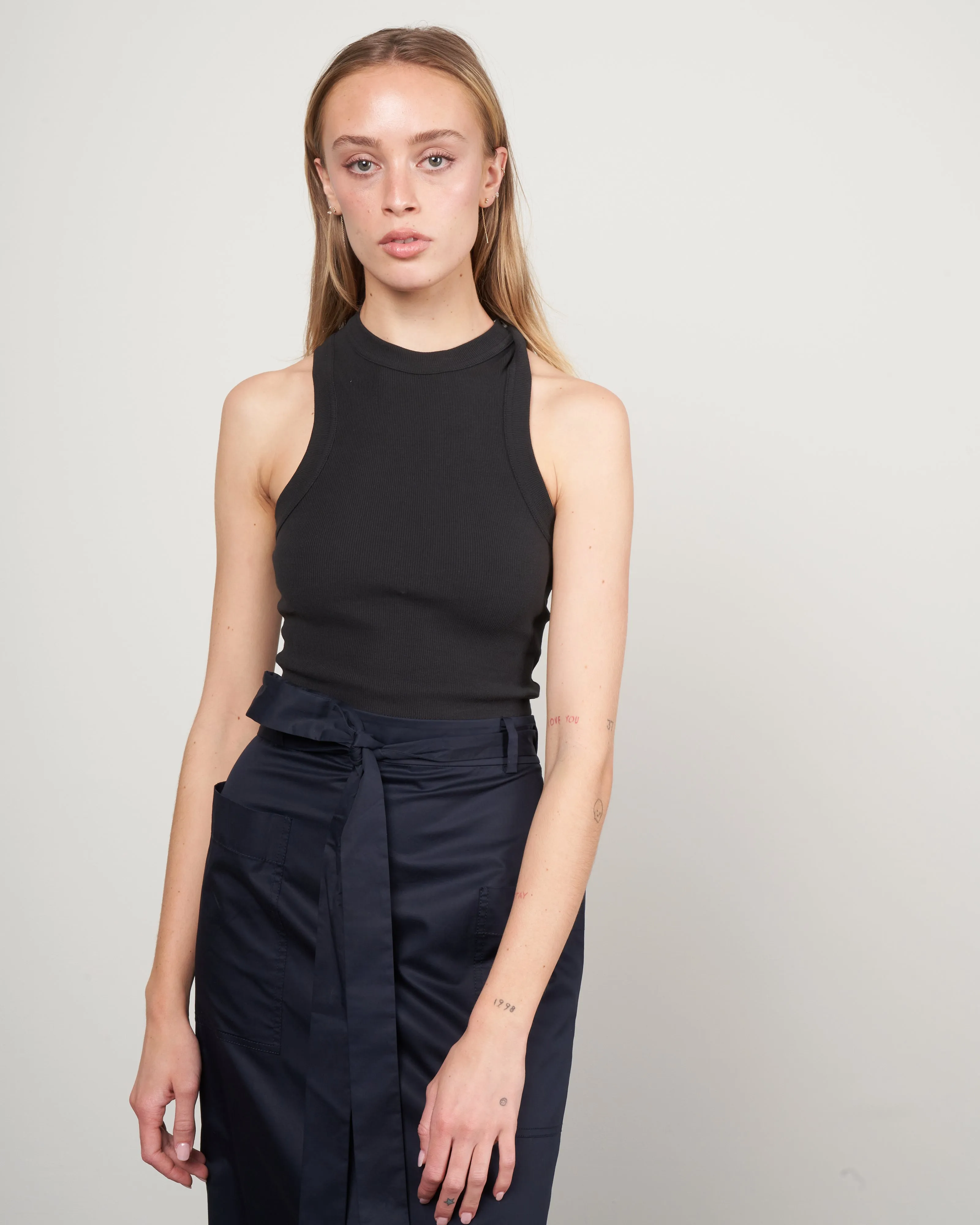 ribbed cropped tank - black black