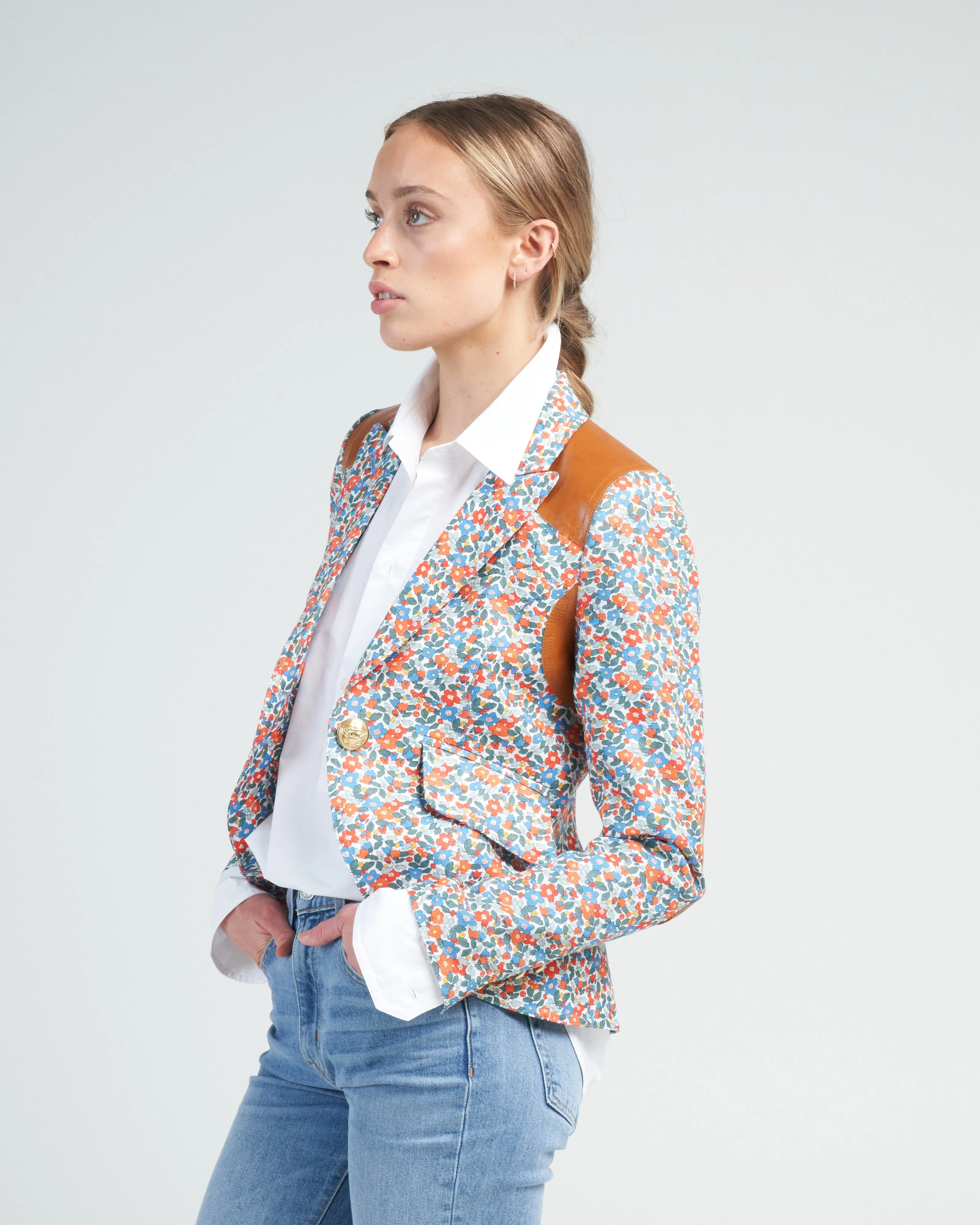 rifle patch one button blazer - multi floral