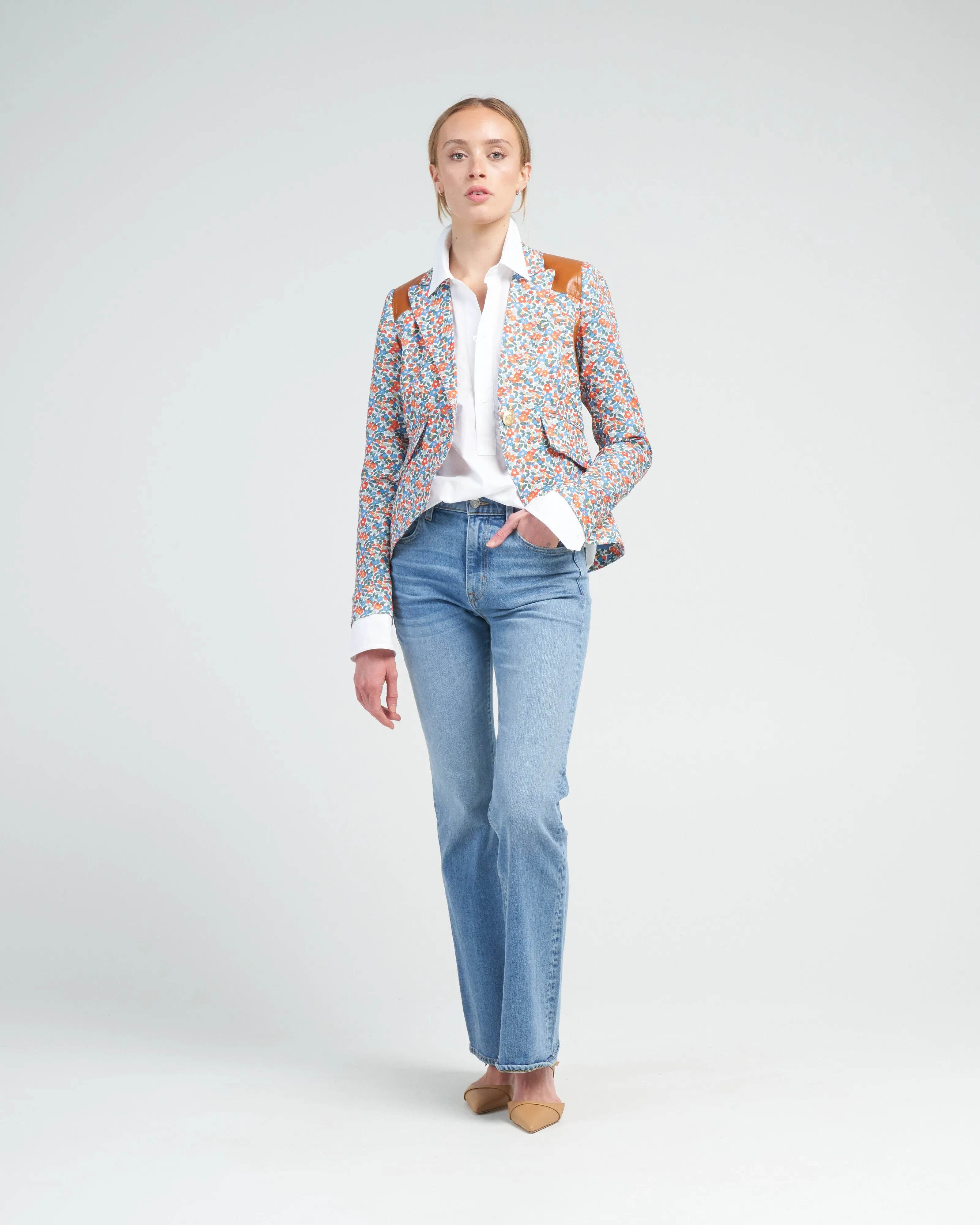 rifle patch one button blazer - multi floral