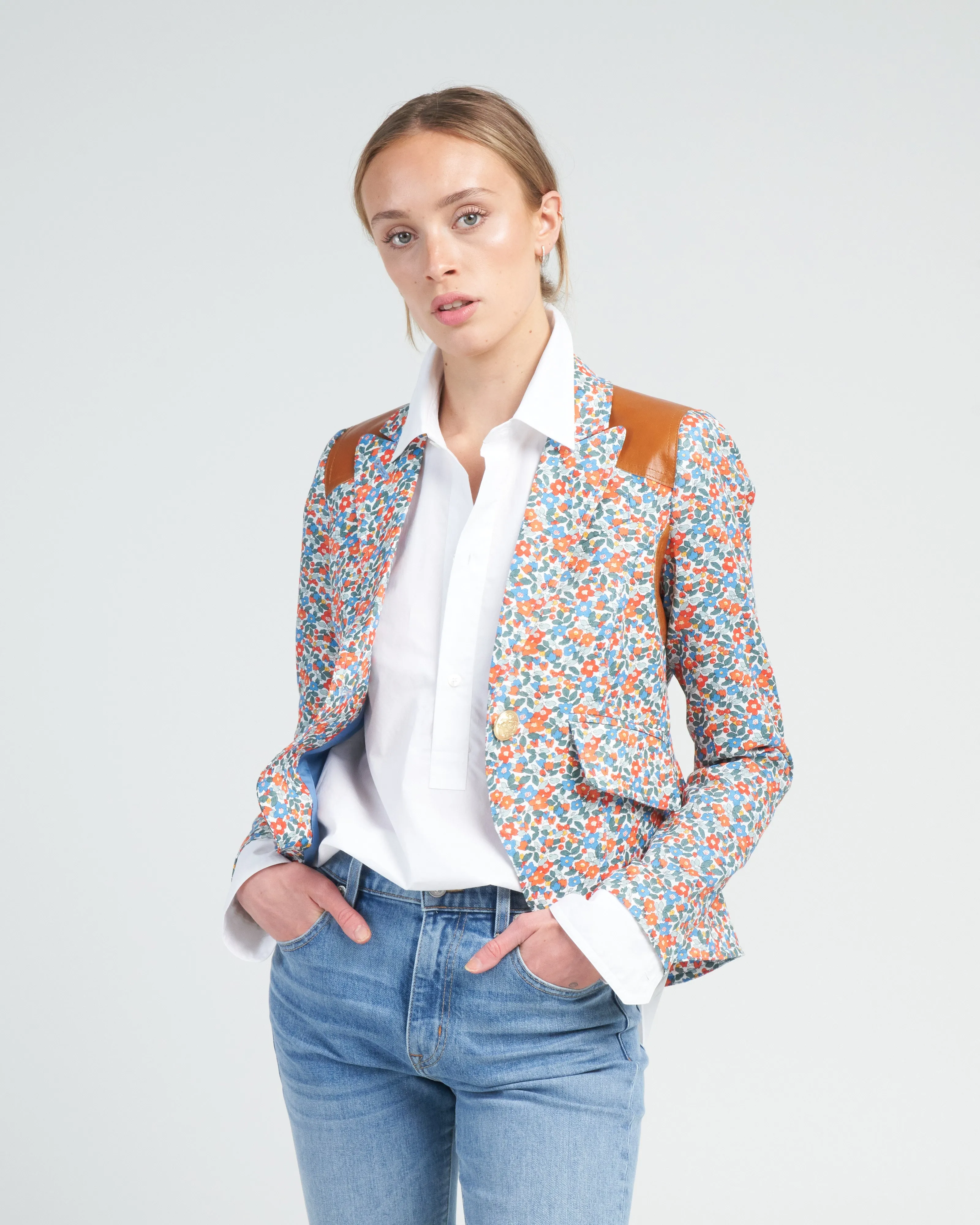 rifle patch one button blazer - multi floral