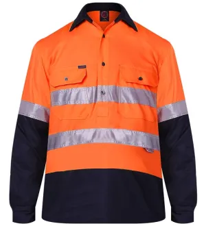 Ritemate Closed Front Long Sleeve 2 Tone 3M Tape Shirt - 2 Colours