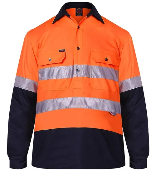 Ritemate Closed Front Long Sleeve 2 Tone 3M Tape Shirt - 2 Colours