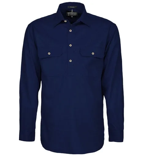 Ritemate Mens Closed Front Long Sleeve Shirt - 10 Colours