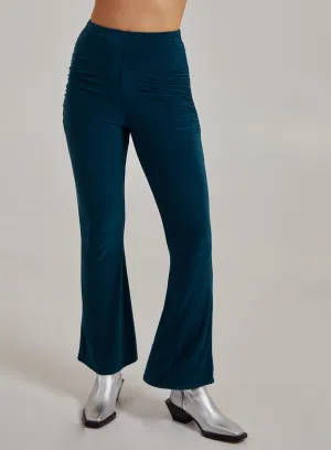 Ruched Side Flared Slinky Trousers