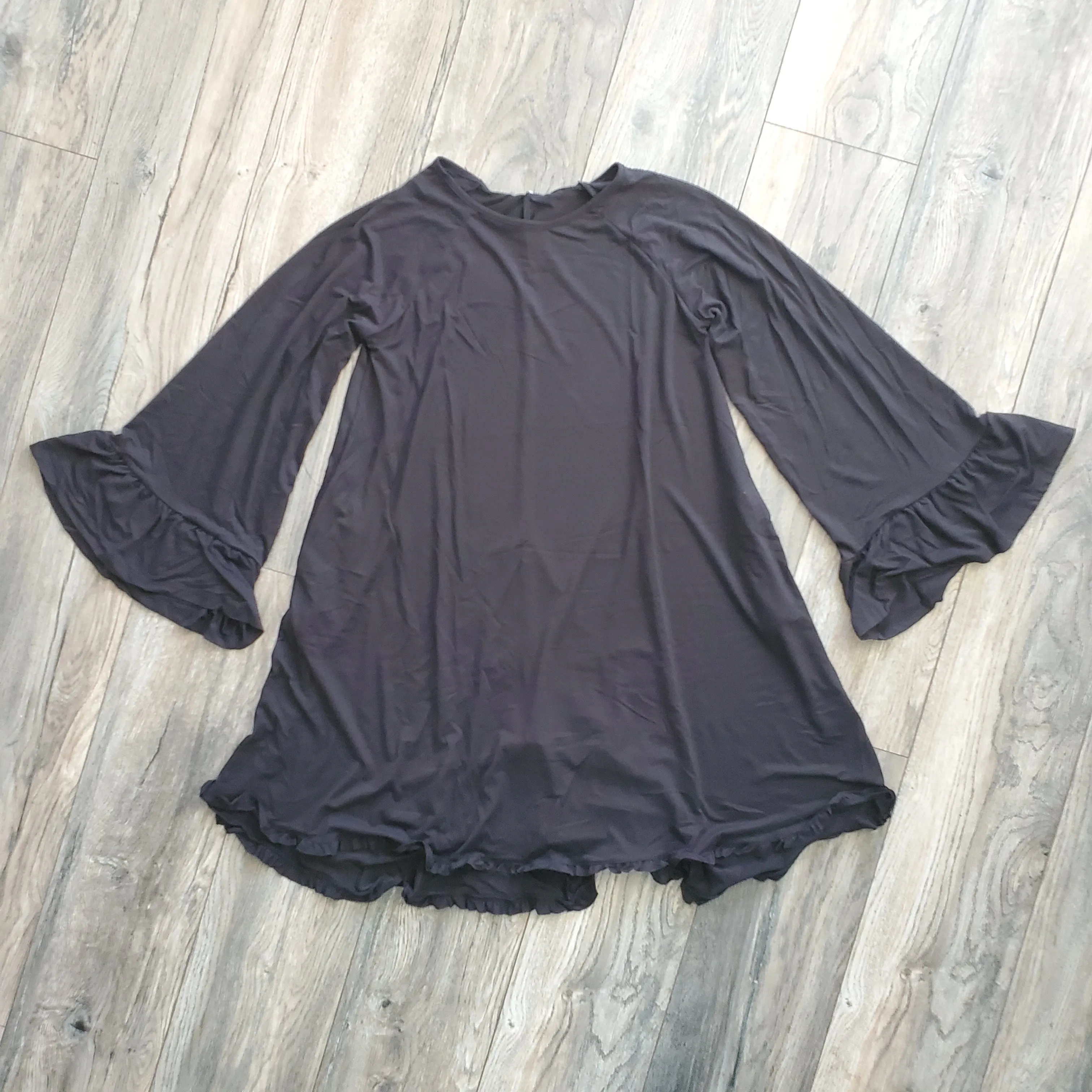 Ruffle Detail Long Sleeve Dress