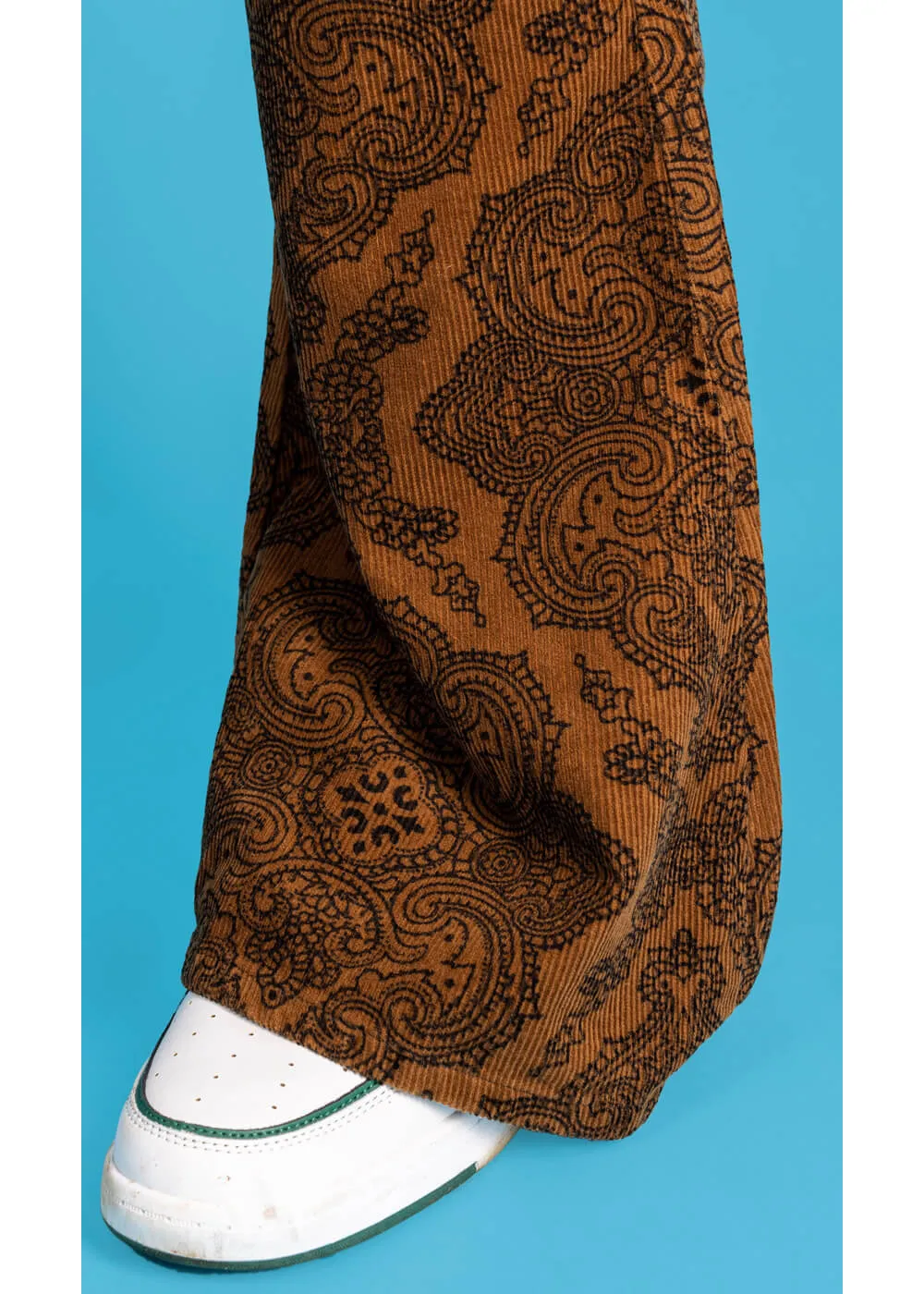 Run & Fly Mens Hendrix Corduroy 70's Flared Trousers Tobacco Brown