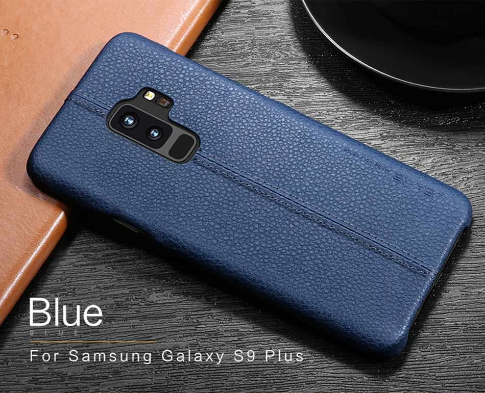 Samsung Galaxy S9 & S9 Plus Litchi Leather Texture Cases -Black,Blue,Light Brown