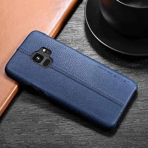 Samsung Galaxy S9 & S9 Plus Litchi Leather Texture Cases -Black,Blue,Light Brown