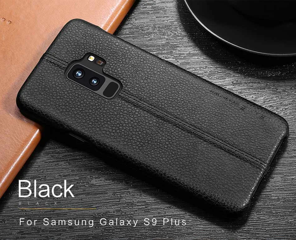 Samsung Galaxy S9 & S9 Plus Litchi Leather Texture Cases -Black,Blue,Light Brown