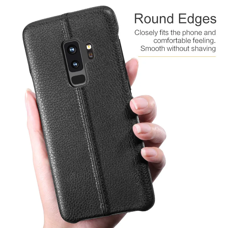 Samsung Galaxy S9 & S9 Plus Litchi Leather Texture Cases -Black,Blue,Light Brown