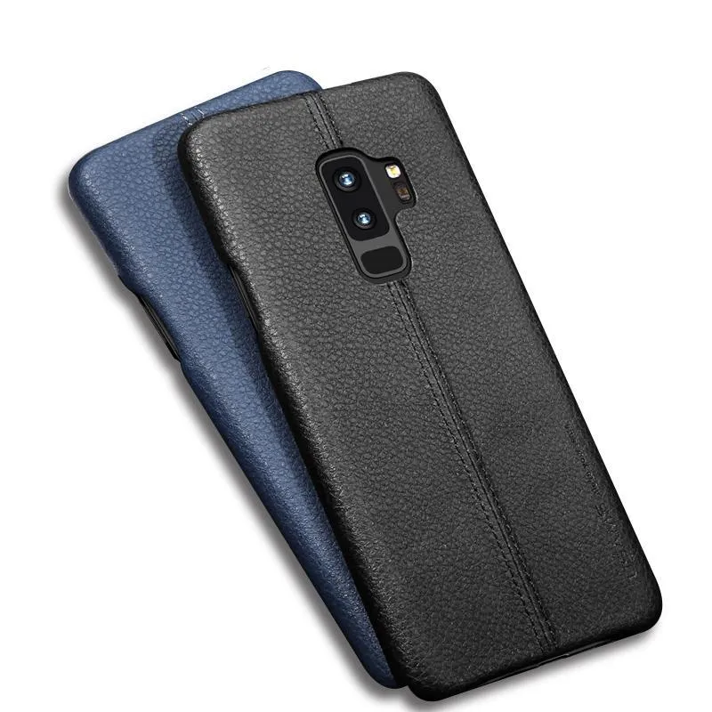 Samsung Galaxy S9 & S9 Plus Litchi Leather Texture Cases -Black,Blue,Light Brown