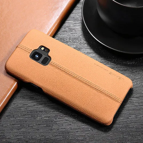 Samsung Galaxy S9 & S9 Plus Litchi Leather Texture Cases -Black,Blue,Light Brown