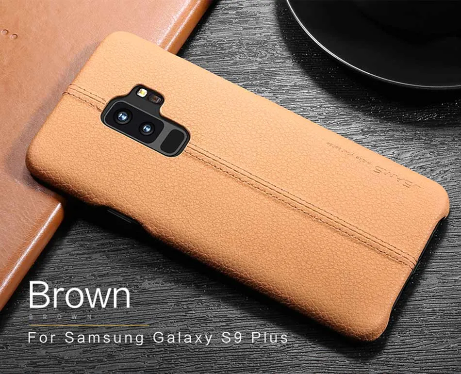 Samsung Galaxy S9 & S9 Plus Litchi Leather Texture Cases -Black,Blue,Light Brown