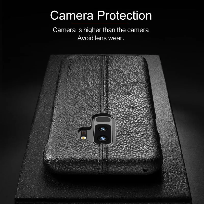 Samsung Galaxy S9 & S9 Plus Litchi Leather Texture Cases -Black,Blue,Light Brown