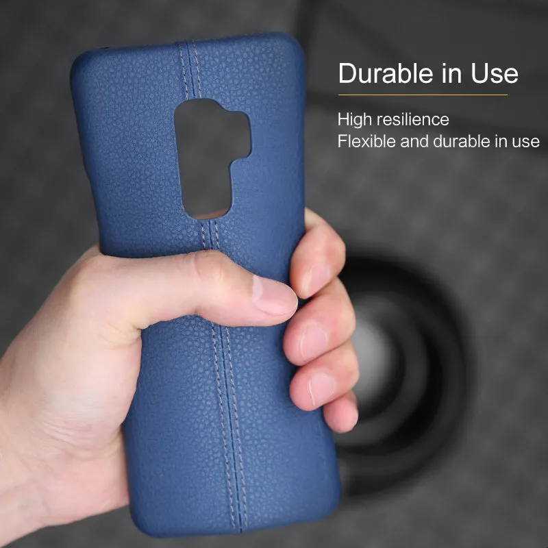 Samsung Galaxy S9 & S9 Plus Litchi Leather Texture Cases -Black,Blue,Light Brown