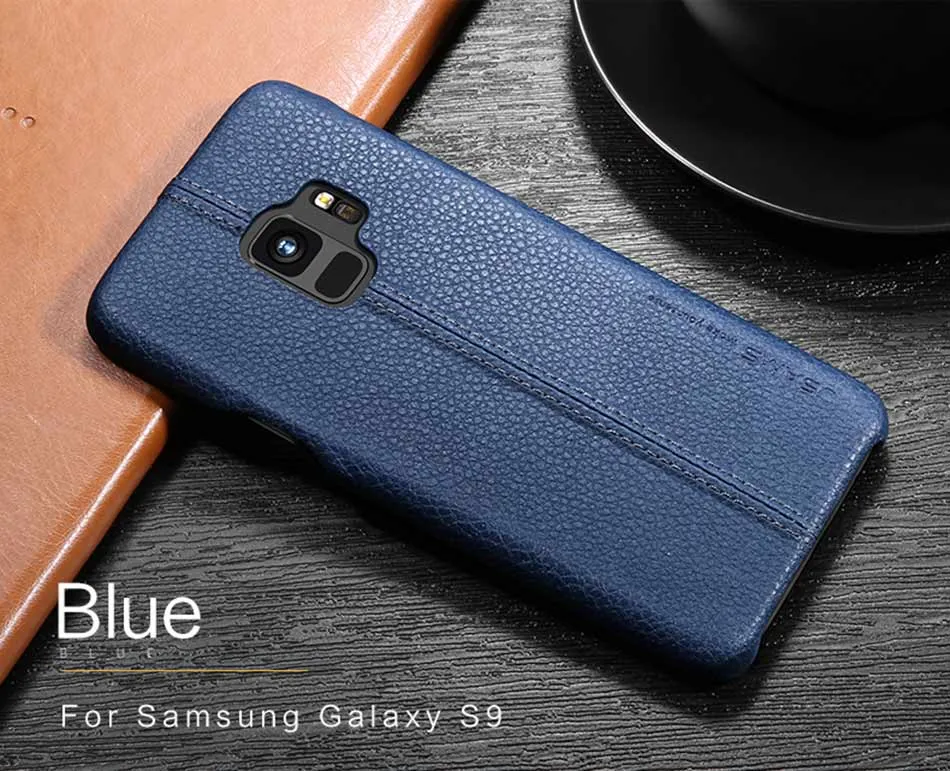 Samsung Galaxy S9 & S9 Plus Litchi Leather Texture Cases -Black,Blue,Light Brown