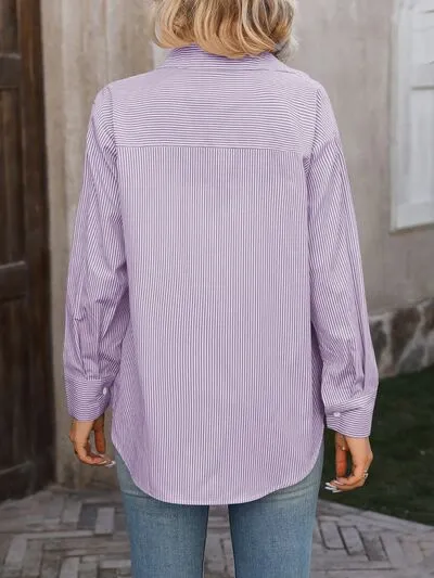 Selene Striped Button Up Long Sleeve Shirt