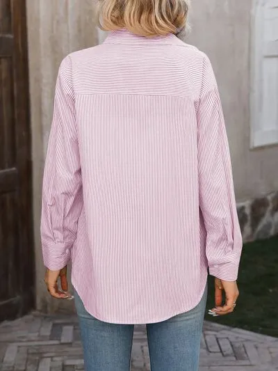 Selene Striped Button Up Long Sleeve Shirt