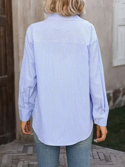 Selene Striped Button Up Long Sleeve Shirt