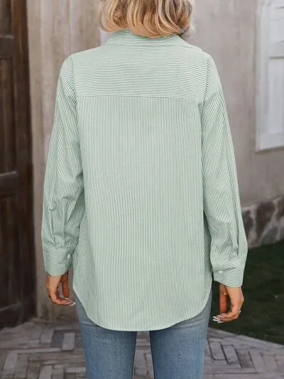 Selene Striped Button Up Long Sleeve Shirt
