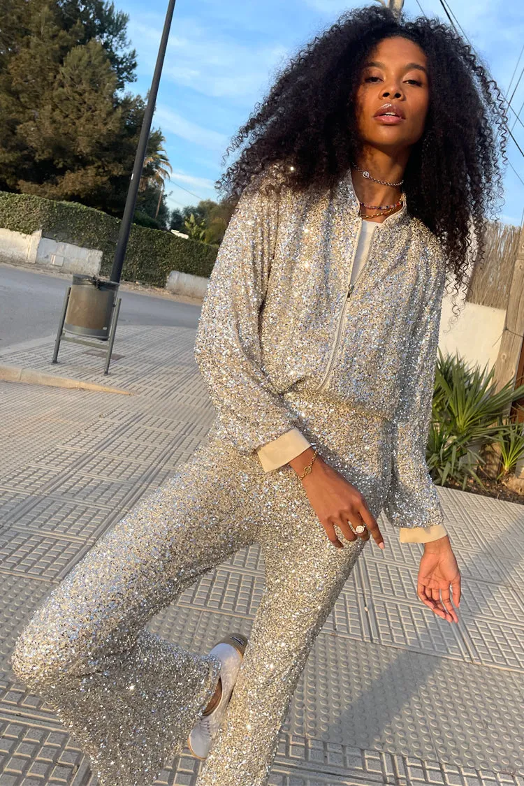Sequin Flared Trousers