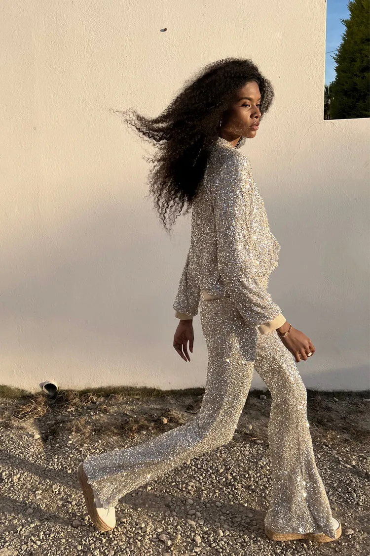 Sequin Flared Trousers