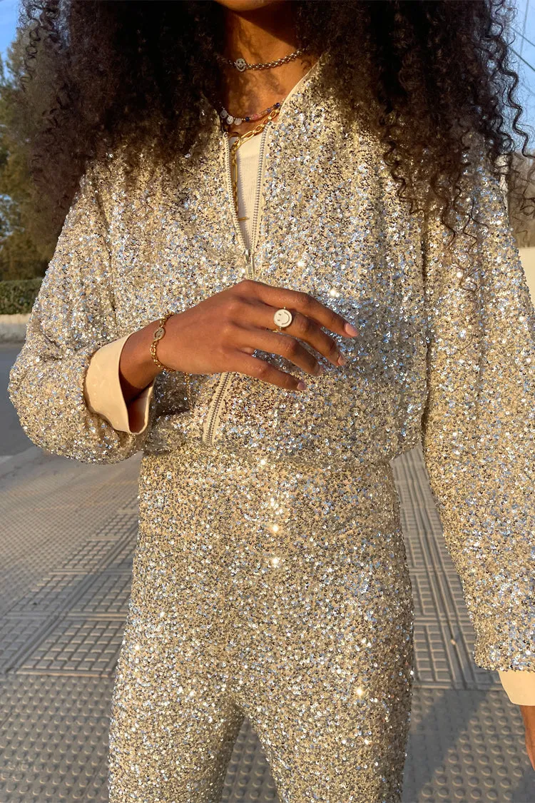 Sequin Flared Trousers