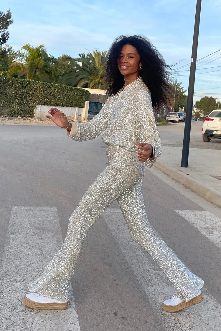 Sequin Flared Trousers