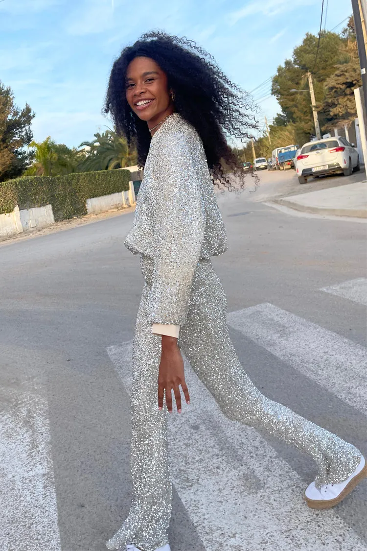 Sequin Flared Trousers