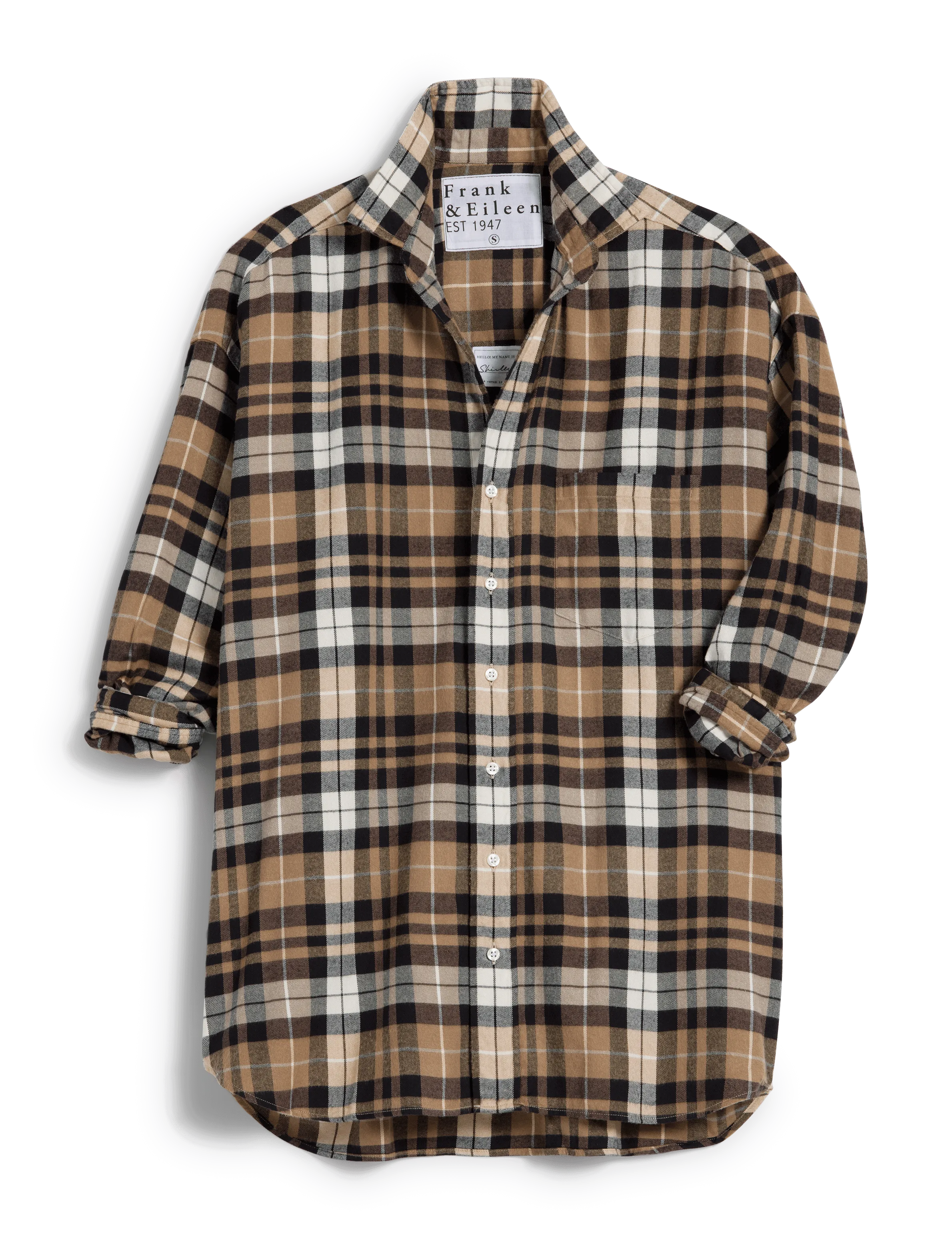 SHIRLEY Sand and Camel with Black Plaid, Italian Flannel