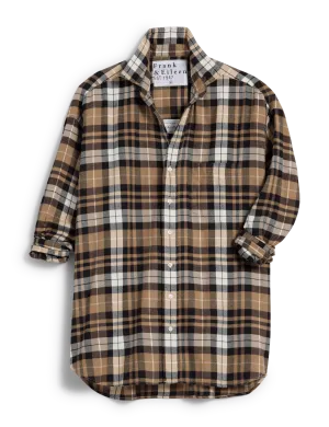 SHIRLEY Sand and Camel with Black Plaid, Italian Flannel