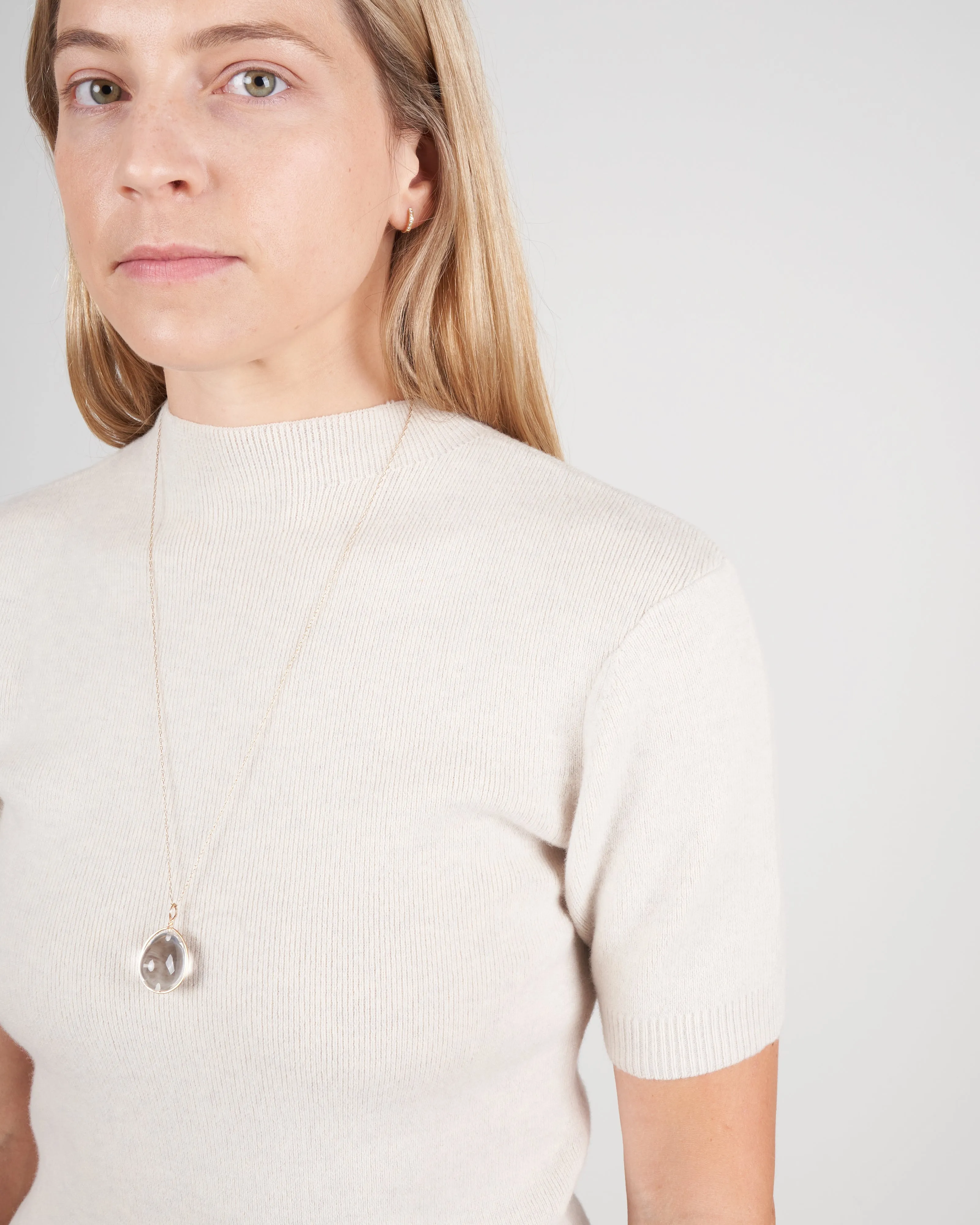 short sleeve mockneck top - off white