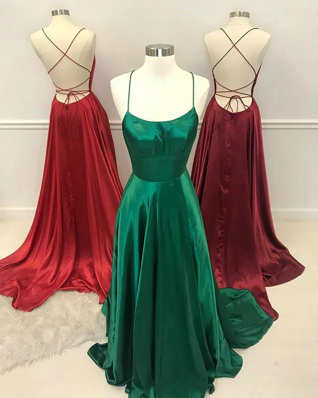 Simple Purple Prom Dresses 2018 Spaghetti Straps New Split Side Long Party Gowns For Prom