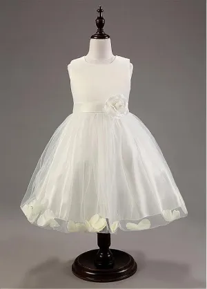 Simple Tulle  Flower Girl Dresses With Handmade Flowers