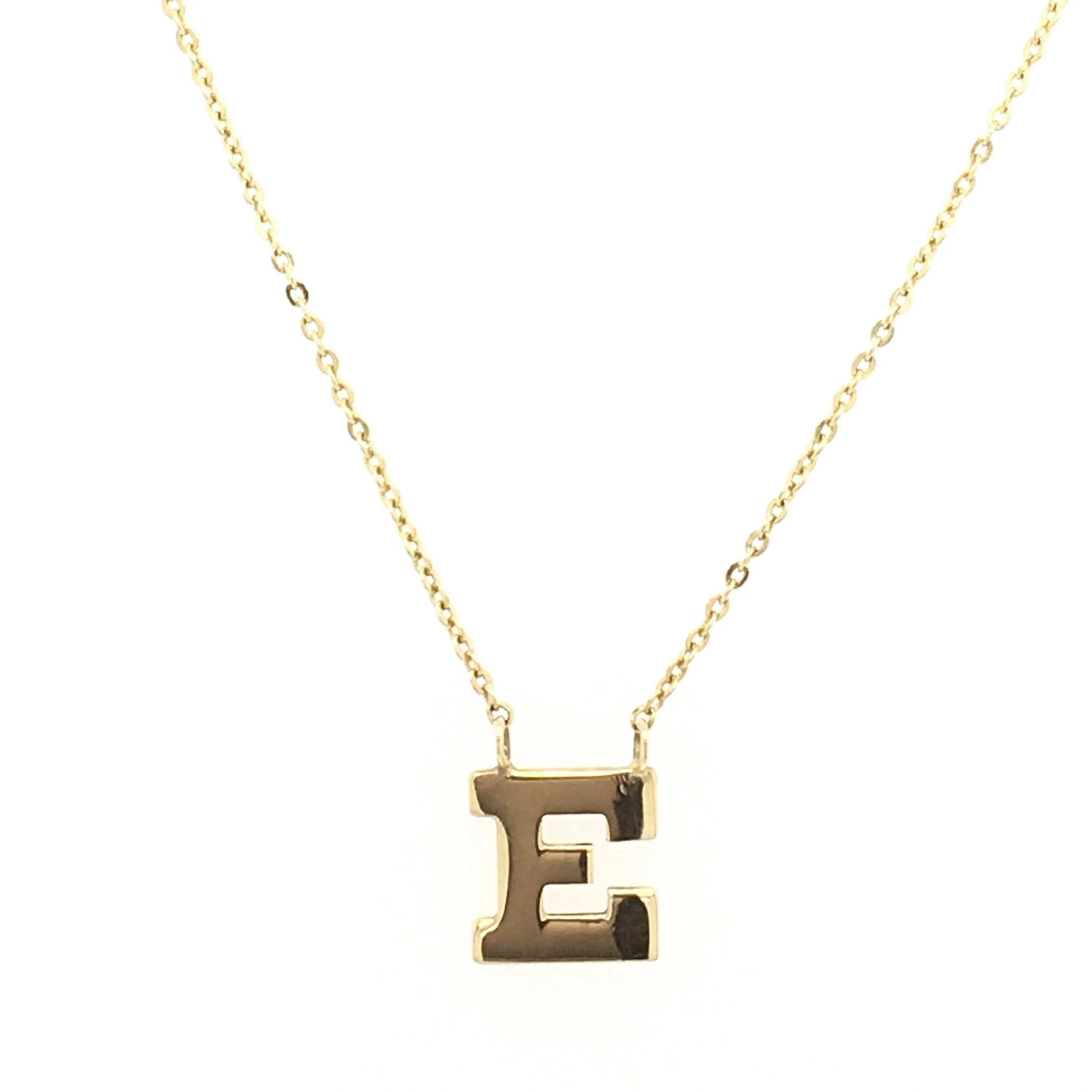 Single Block Initial (Letter) Necklace 14 Karat Gold