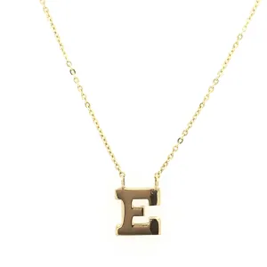 Single Block Initial (Letter) Necklace 14 Karat Gold