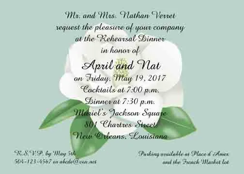 SINGLE MAGNOLIA BLOOM CUSTOM INVITATION