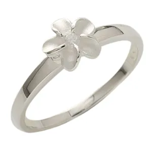 Single Plumeria Clear CZ Ring 8mm