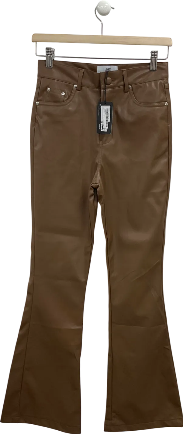 Sixth June Brown Flared Leather Style Trousers UK S
