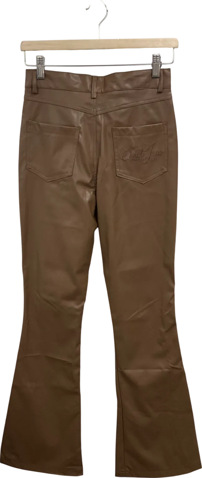Sixth June Brown Flared Leather Style Trousers UK S
