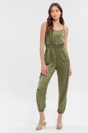 SLEEVELESS CARGO JUMPSUIT