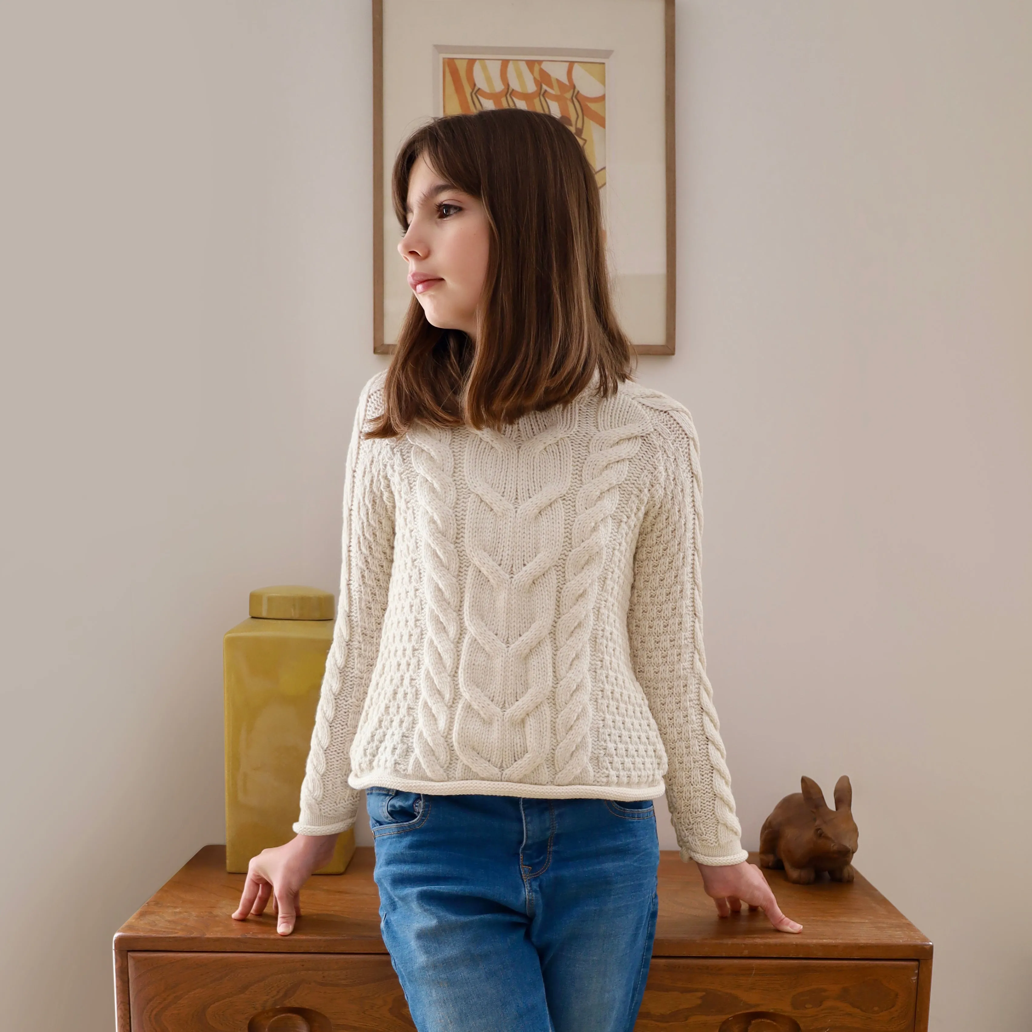 Sloane Supersoft Merino Girls Sweater - Pearl