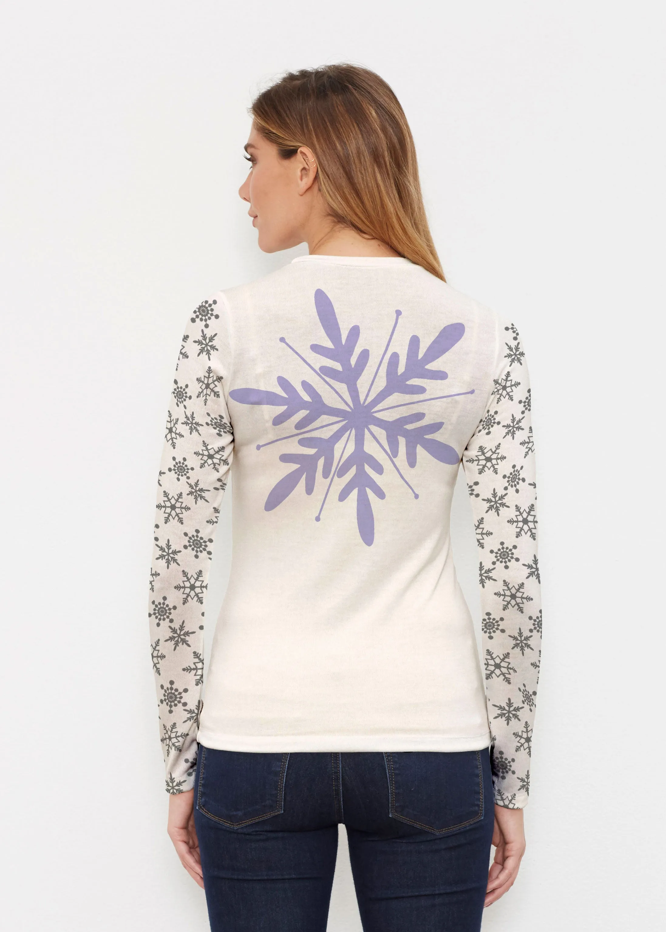Snowflakes   Cream (2629) ~ Butterknit Long Sleeve Crew Top