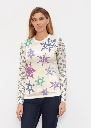 Snowflakes   Cream (2629) ~ Butterknit Long Sleeve Crew Top