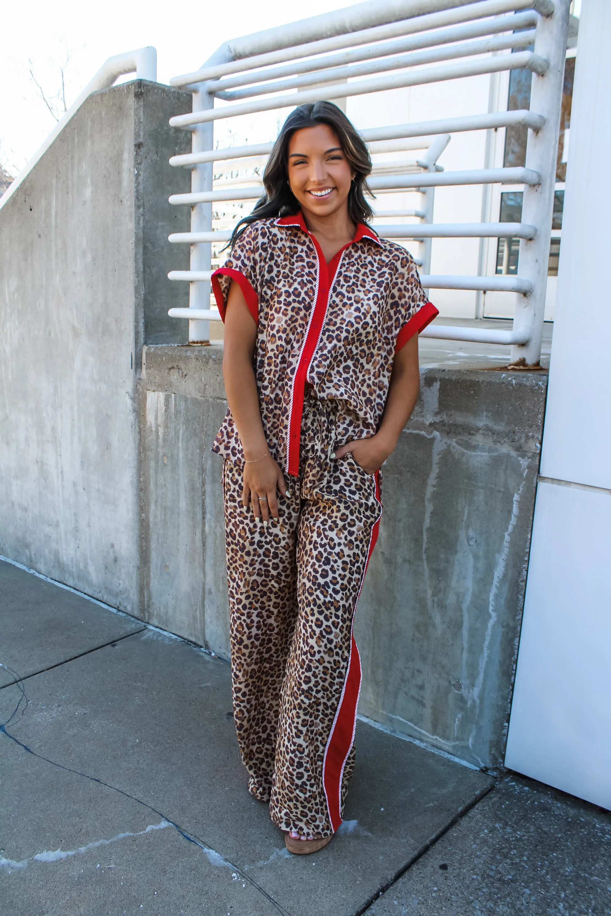 Social Season Leopard Button Up
